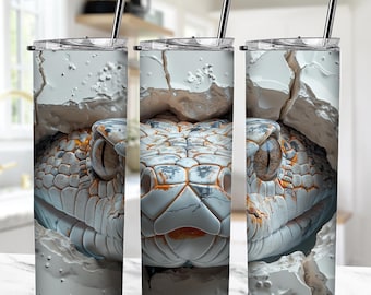 3D King Cobra Snake Tumbler Wrap PNG Design, Cobra Snake cracked 3D wall hole Sublimation, Cobra Wallpaper, Cobra Snake Sublimation png