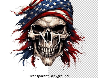 American Flag Skull Tshirt Sublimation for him and her, print on demand, Bestseller Trendy Png, merch shirt, skull png, harley davidson png