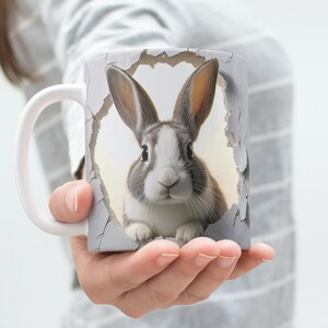 3D Cracked wall easter Bunny clipart • postcard sublimation • sublimation service • sublimation transfer • 3D Mug Template design