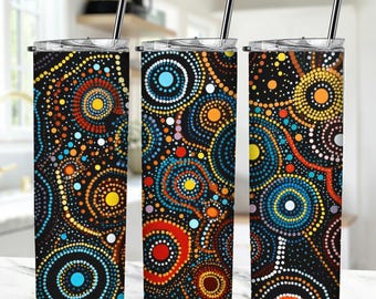 Australian Style Aboriginal Dot Painting, Abstract Aboriginal png, Australian Style Sublimation, Aboriginal Tumbler Wrap Sublimation Design