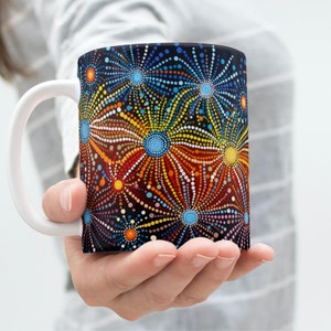 Australian Aboriginal Dot Painting png, Abstract Aboriginal png, Australian traditional Style, Mugs Sublimation, Aboriginal Tumbler Png