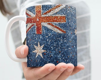 Australian National Flag in Aboriginal dot Painting, indigenous Australian Style Sublimation, dot painting, Australian aboriginal flag