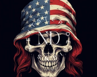 American Flag Skull T-shirt Sublimation pour lui et elle, impression à la demande png, Trendy Png, merch shirt Design, crâne png, harley davidson png