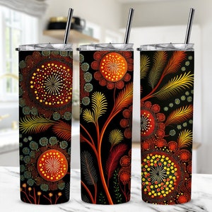 Australian Style Aboriginal Art Tumbler Design, Australian Sublimation PNG, Aboriginal Tumbler Wrap Sublimation Design, Aboriginal PNG
