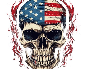 American Flag Skull Tshirt Sublimation for him and her, Shirt Sublimation Png, Trendy Png, Tshirt Design png, skull png, pod design