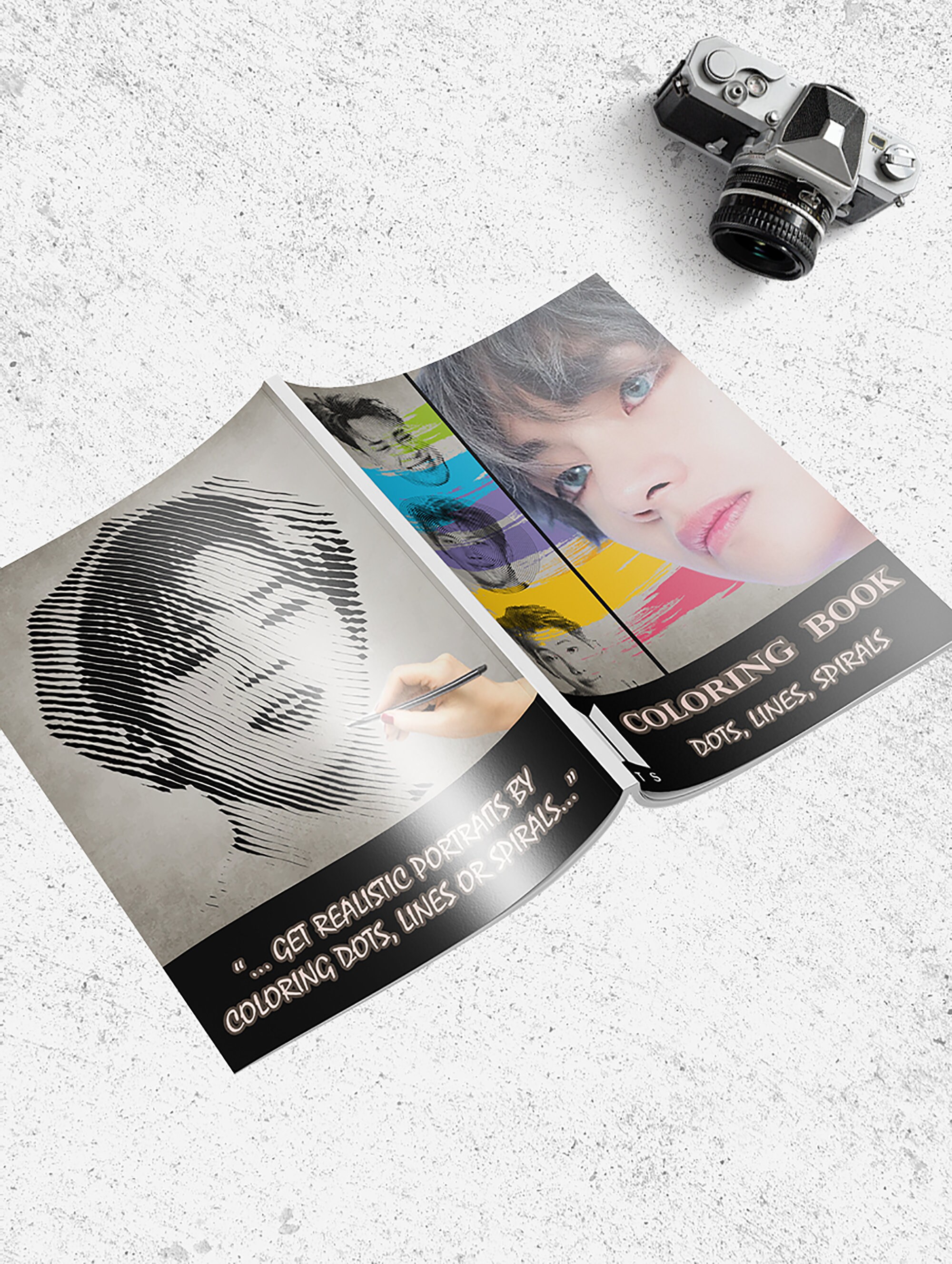 BTS Coloring Book Dots Lines Spirals - Coloring Book for Hyper Realistic Portraits. Best Gift ...