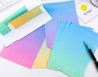 Creative Graduanted Color Letter Writing Lined Paper and Envelopes