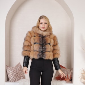 Real Frost Fox Fur Bomber Jacket: Women's Luxury Winter Coat