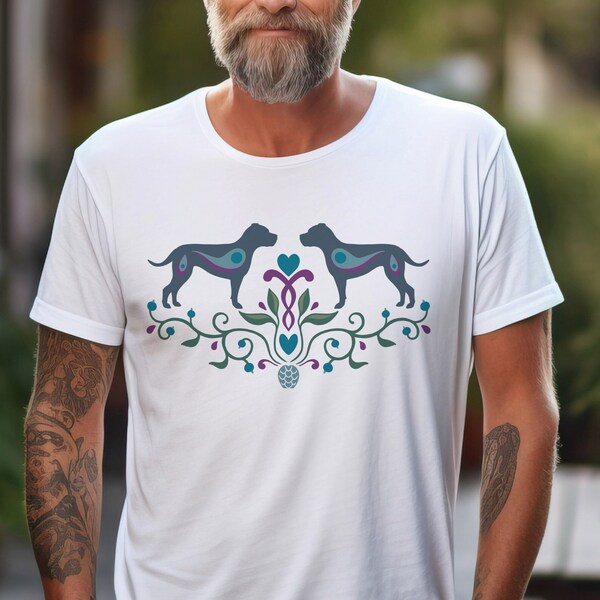 Cane corso shirt, folk art design, scandinavian folklore dog tshirt, gift for dog owner, Unique dog design, vegan shirts