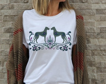 Retro Great Dane tshirt, Gift for dog owner, Nordic folk art dog shirt, Dog trainer gift, Scandinavian design