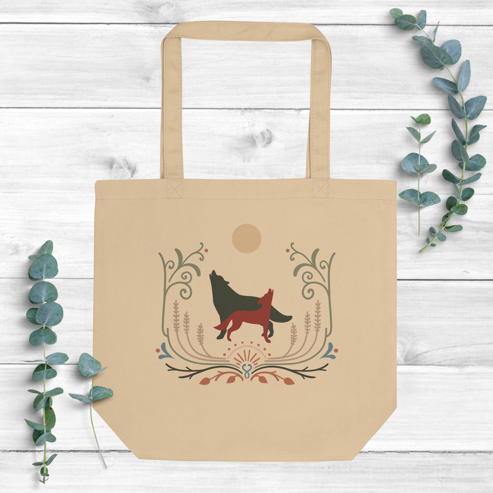 CafePress Lone Wolves Canvas Tote Bag - Natural, Reusable Shopping & Beach Bag