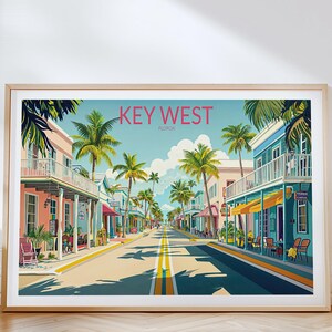 Impresión de viaje a Cayo Hueso, póster de viaje a Florida, impresión de arte mural de Cayo Hueso, Florida, regalos de viaje personalizados, decoración del hogar