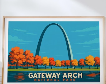 Gateway Arch Travel Poster, Gateway Arch National Park Travel Wall Art, National Park Print, Birthday Gifts, Personalised Gifts
