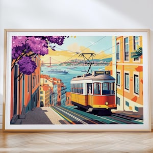 Lisbon Portugal Travel Poster, Lisbon Tram Wall Art, Portugal Travel Print, City Personalised Gifts, Home Decor