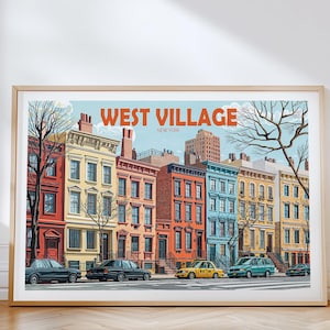 West Village New York Travel Poster, New York City Wall Art, West Village Print, Home Decor, Personalised Gifts, Birthday Present