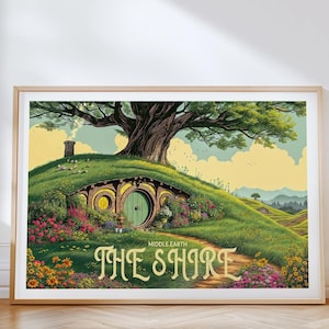 Póster de la Comarca, Arte mural de la Tierra Media de la Comarca, Lámina artística de la Tierra Media, Póster de viaje a Nueva Zelanda, Regalos personalizados de la ciudad