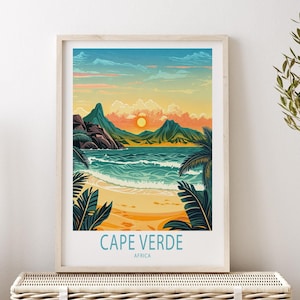 Cape Verde Travel Poster, Africa Wall Art, Cape Verde Coast Africa Print, Birthday Gifts, Custom Travel Poster, Wedding Present