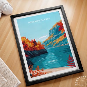 Wydruk ścienny Hokkaido Islands, plakat podróżniczy Hokkaido Islands Japana, wydruk minimalistyczny z podróży do Japonii, spersonalizowane prezenty