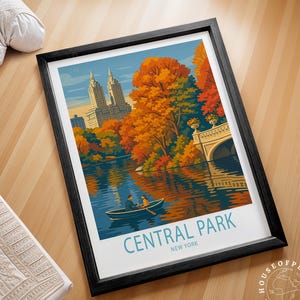 Impresión de viaje de Central Park, Nueva York, arte mural de Nueva York, póster de viaje de Central Park, decoración del hogar, regalo de cumpleaños