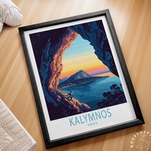 Cartaz de viagem de Kalymnos, impressão de viagem da Grécia, impressão de arte de parede de Kalymnos Grécia, pôster de viagem personalizado, presente de aniversário
