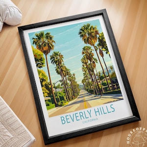 Beverly Hills California Travel Poster, Beverly Hills Wall Art, California Travel Print, Personalized Gifts, Birthday Gifts