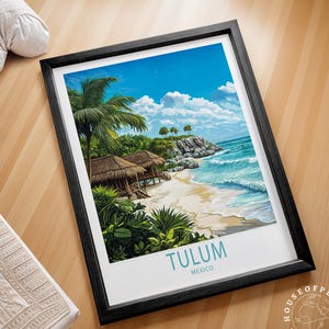 Tulum Mexico Wall Art Print, Mexico Travel Poster, Tulum Travel Print, Personalised Travel Gifts, House Warming Gifts