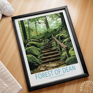 Forest of Dean Reise Poster, Gloucestershire Reise Wandkunst, Dean Forest Gloucestershire Druck, Wohnkultur Geschenke, Reisegeschenke