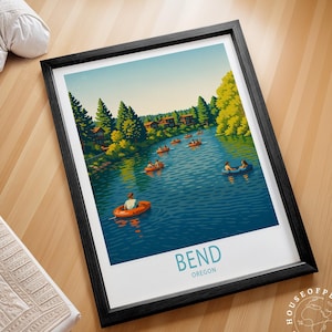Bend Oregon reisposter, Oregon Wall Art Print, Bend Travel Print, gepersonaliseerde reiscadeaus, housewarmingcadeaus