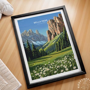 Sella Pass Dolomiten Reise Poster, Dolomiten Wand Kunst Druck, Sella Pass Reise Poster, Minimalistisches Reise Poster, Hochzeitsgeschenke
