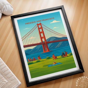 Presidi San Francisco Reiseplakat, Presidi Reisedruck, San Francisco Wandkunst, minimalistisches Stadtbild, Hochzeitsgeschenke