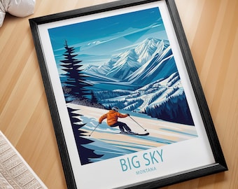 Big Sky Montana Poster, Big Sky Print, Montana Ski Wall Art Print, Home Decor Gifts, Personalised Gifts, Birthday Gifts