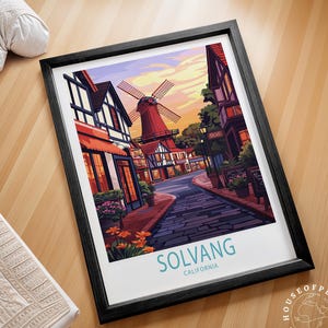 Solvang California Reisedruck, Kalifornien Reisewandkunst, Solvang Reiseplakat, Hochzeitsgeschenke, Wohndekorgeschenke