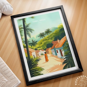 Tamil Nadu India Travel Print, India Travel Poster, Tamil Nadu Travel Wall Art, Minimalist Travel Poster, House Warming Gifts