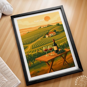 Tuscany Travel Print, Italy Travel Wall Art, Tuscany Italy Travel Poster, Personalised Travel Gifts, Minimalist Cityscape