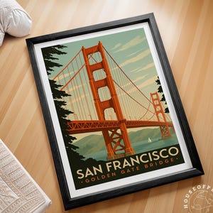 San Francisco Travel Poster, San Francisco Golden Gate Bridge Travel Print, Golden Gate Bridge Wall Art Print, Home Decor, Birthday Gifts