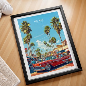 Del Mar California Travel Poster, San Diego Wall Art, Del Mar Coast Print, Home Decor, Birthday Gifts, Personalised Travel Poster