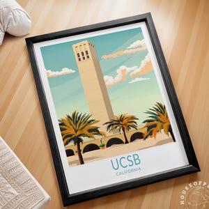 UCSB, University of California Santa Barbara Poster, University Campus Gift, Santa Barbara Travel Poster, Graduation Gifts