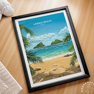 Lanikai Beach Hawaii Travel Print, Hawaii Wall Art Print, Lanikai Travel Poster, Minimalist Cityscape, Home Decor Gifts