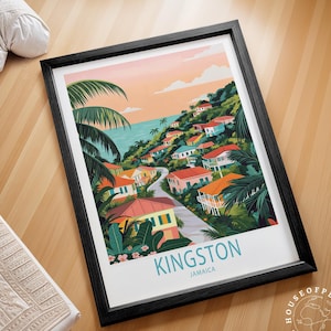 Kingston Jamaica Travel Wall Art, Jamaica Travel Poster, Kingston Travel Print, Housewarming Gifts, Wedding Present