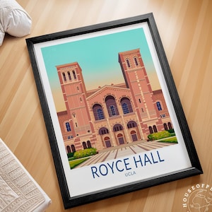 Royce Hall Wall Art Poster, Los Angeles University Wall Art, Home Decor, UC Los Angeles, Graduation Present, Student Gifts