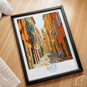 Póster de viaje de Niza, póster de viaje de Niza, Francia, impresión de viaje de la Costa Azul, póster de viaje personalizado, regalos de cumpleaños