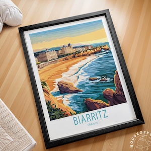 Biarritz France Travel Print, France Travel Poster, Biarritz Wall Art Print, Housewarming Gifts, Custom Travel Poster