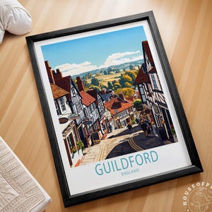 Guildford England Travel Print, England Travel Wall Art, Guildford Travel Poster, Custom Travel Poster, Home Decor