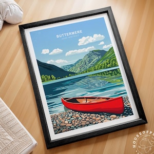 Buttermere Lake Distrikt Reise Druck, Lake Borton Wand Kunst Druck, Buttermere Reise Poster, Minimalistisches Reise Poster, Hochzeitsgeschenke