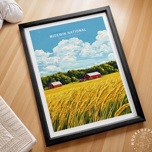 Midewin National Reiseplakat, Tallgrass Prairie Wandkunst Druck, Midewin National Tallgrass Prairie Reisedruck, minimalistisches Stadtbild