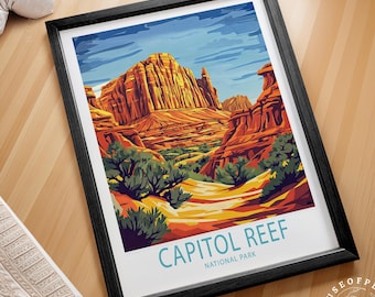 Capitol Reef National Park Travel Poster, National Park Wall Art Print, Utah Capitol Reef Travel Print, Birthday Gifts, Home Decor