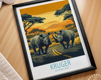 Kruger National Park Art Print, Kruger National Park South Africa Travel Poster, Kruger National Park Wall Art Print, Housewarming Gifts