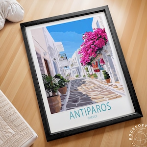 Impression de voyage Antiparos en Grèce, affiche de voyage en Grèce, impression d'art mural Antiparos, cadeau de mariage, cadeaux de pendaison de crémaillère