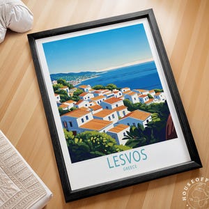Lesvos Griechenland Reisedruck, Griechenland Reiseplakat, Lesvos Wandkunst, House Warming Geschenke, personalisierte Reisegeschenke