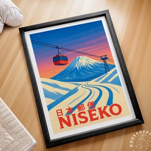 Cartaz de viagem de Niseko, Japão, impressão de parede, impressão de viagem de esqui de Niseko, pôster de viagem personalizado, presentes de boas-vindas, cartão postal do Japão
